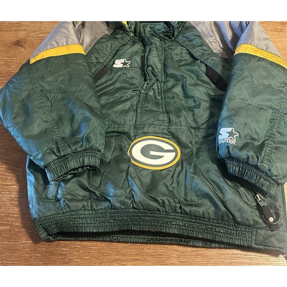 Vintage 90s Starter Coat/Jacket Green Bay Packers NFL Pro Zip Hooded Youth Small - Picture 4 of 11